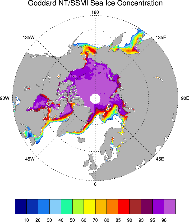 Sea Ice Concentration data from NASA Goddard and NSIDC based on NASA Team algorithm