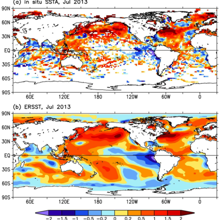 SST data: NOAA Extended Reconstruction SSTs, version 3 (ERSSTv3 & 3b)