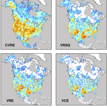 Map of the North American Drought Atlas/LBDA calibration & veification statistics. (provided by Ed Cook)